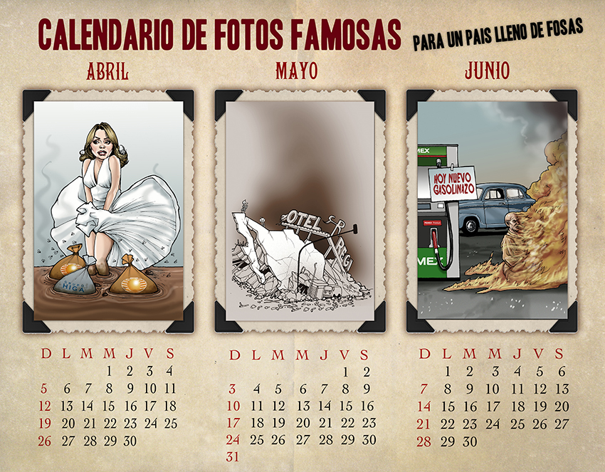 Calendario de fotos famosas 2015 para un país lleno de fosas. Diciembre 2015.